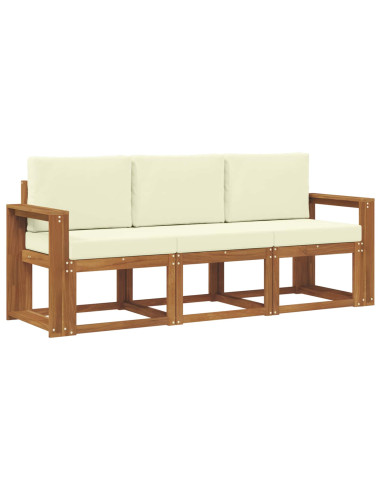 Set di divani da esterno con cuscino 3 pcs Naturale e Crema
