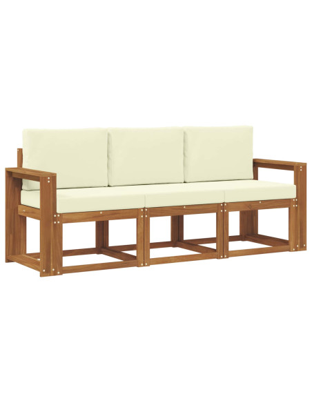 Set di divani da esterno con cuscino 3 pcs Naturale e Crema