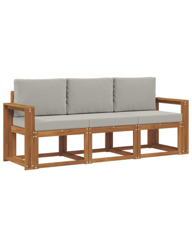 Set di divani da esterno 3 pcs Grigio Naturale e Chiaro