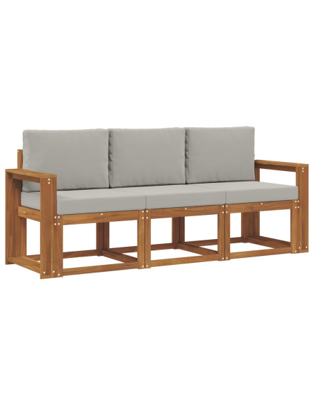 Set di divani da esterno 3 pcs Grigio Naturale e Chiaro