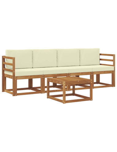 Set di divani da esterno con cuscino 5 pcs Naturale e Crema