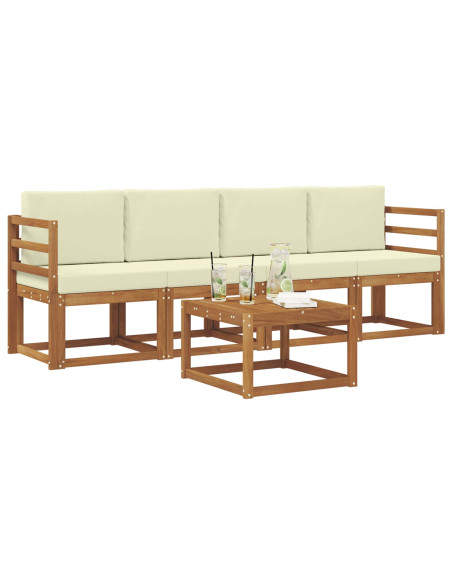 Set di divani da esterno con cuscino 5 pcs Naturale e Crema