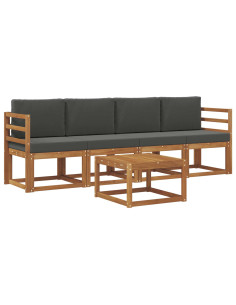 Set di divani da esterno con cuscino 5 pcs Naturale e Antracite 2