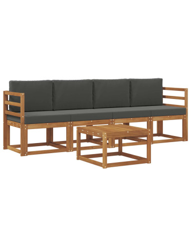 Set di divani da esterno con cuscino 5 pcs Naturale e Antracite