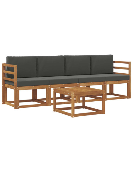 Set di divani da esterno con cuscino 5 pcs Naturale e Antracite