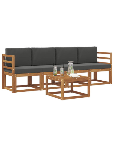Set di divani da esterno con cuscino 5 pcs Naturale e Antracite