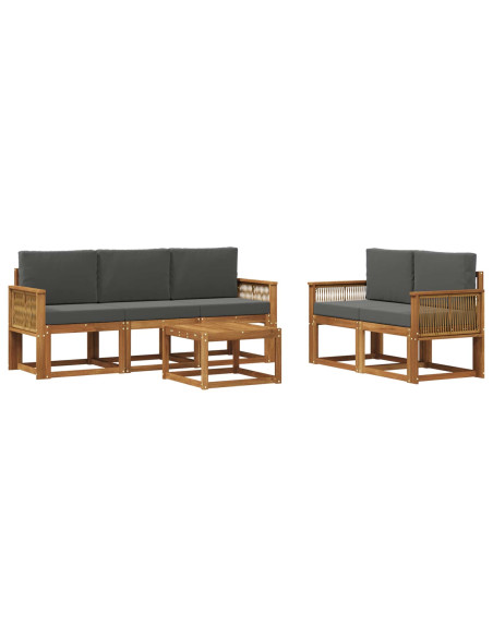 Set di divani da esterno 6 pcs Naturale e Antracite Poliestere