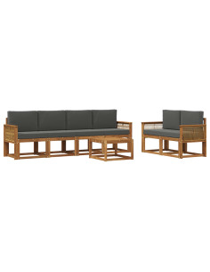 Set di divani da esterno 7 pcs Naturale e Antracite Poliestere