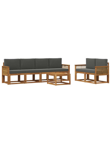 Set di divani da esterno 7 pcs Naturale e Antracite Poliestere