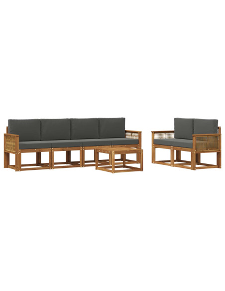 Set di divani da esterno 7 pcs Naturale e Antracite Poliestere
