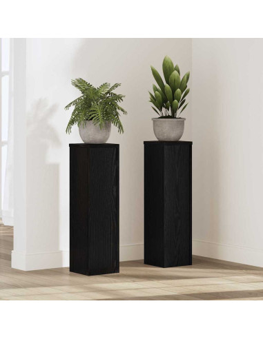 Supporto per piante 2 pcs Rovere Nero 17 x 17 x 60 cm