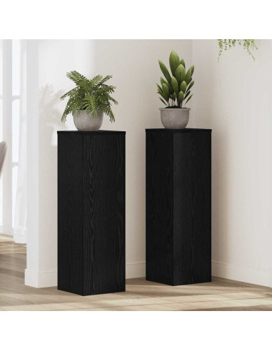 Supporto per piante 2 pcs Rovere Nero 25 x 25 x 80 cm