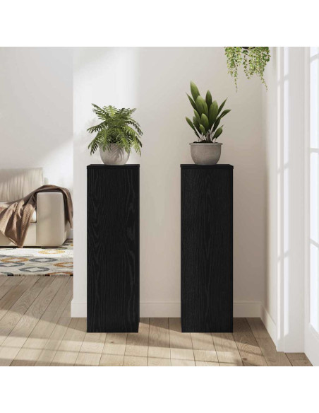Supporto per piante 2 pcs Rovere Nero 25 x 25 x 80 cm