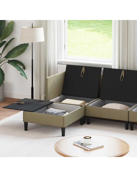 Set di mobili per il soggiorno 6 pcs Cachi Tessuto