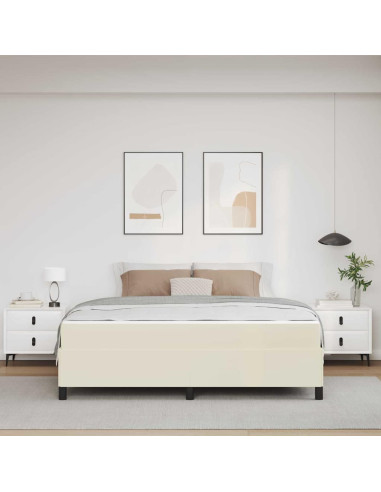 Struttura del letto con materasso Crema 180 x 200 cm Tessuto