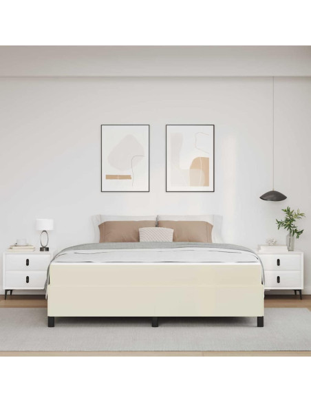 Struttura del letto con materasso Crema 180 x 200 cm Tessuto