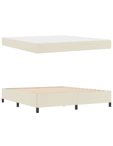 Struttura del letto con materasso Crema 180 x 200 cm Tessuto