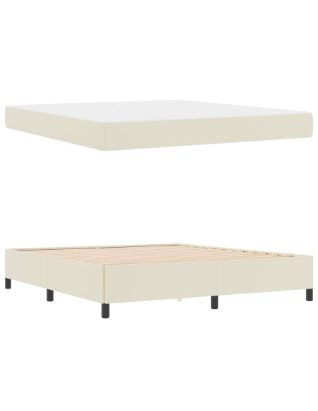 Struttura del letto con materasso Crema 180 x 200 cm Tessuto