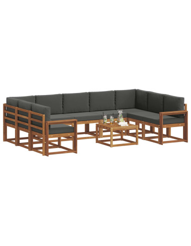 Set di divani da esterno 10 pcs Naturale e Antracite