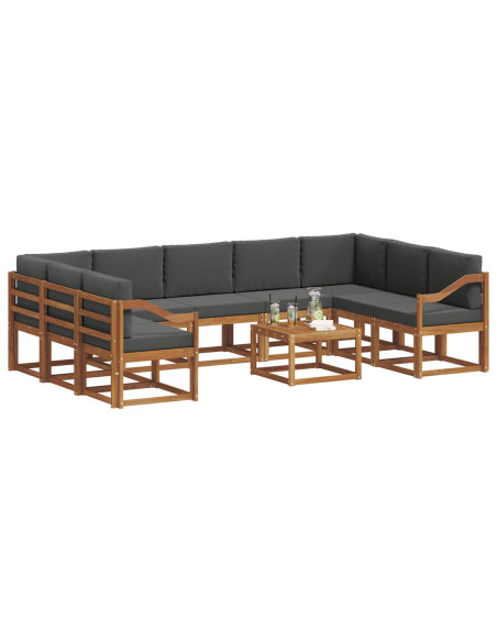 Set di divani da esterno 10 pcs Naturale e Antracite