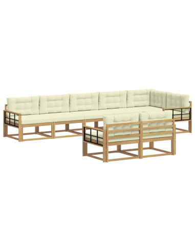 Set di divani da esterno 6 pcs Bianco e Crema Poliestere