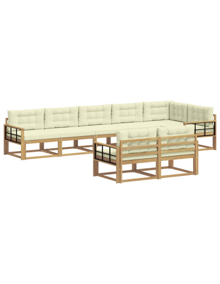 Set di divani da esterno 6 pcs Bianco e Crema Poliestere