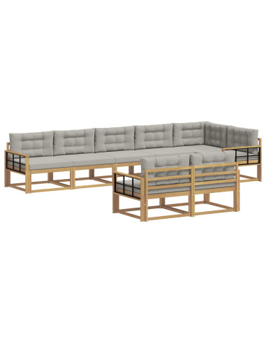 Set di divani da esterno 6 pcs Bianco e Grigio Chiaro