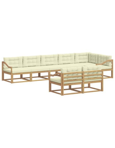 Set di divani da esterno 6 pcs Bianco e Crema Poliestere