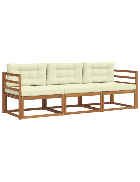 Set di divani da esterno con cuscino 3 pcs Naturale e Crema