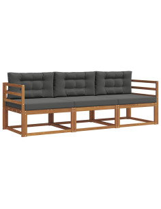 Set di divani da esterno con cuscino 3 pcs Naturale e Antracite 2