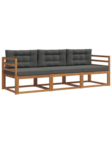 Set di divani da esterno con cuscino 3 pcs Naturale e Antracite