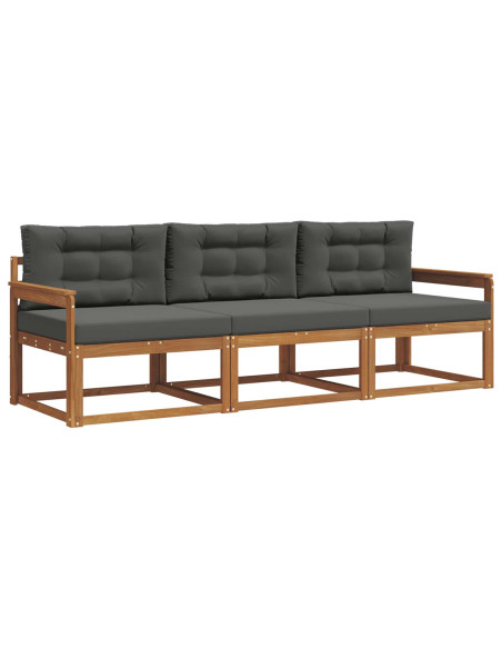 Set di divani da esterno con cuscino 3 pcs Naturale e Antracite