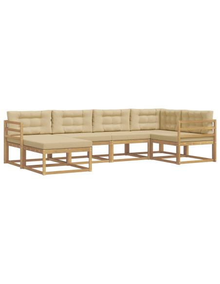 Set di divani da esterno 5 pcs Bianco e Beige Poliestere