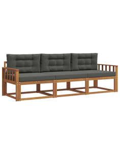 Set di divani da esterno con cuscino 3 pcs Naturale e Antracite 2