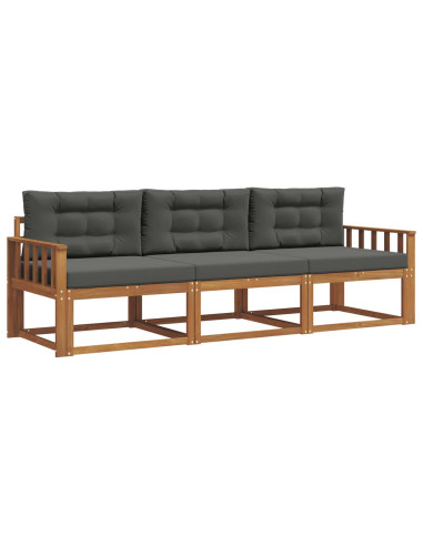 Set di divani da esterno con cuscino 3 pcs Naturale e Antracite