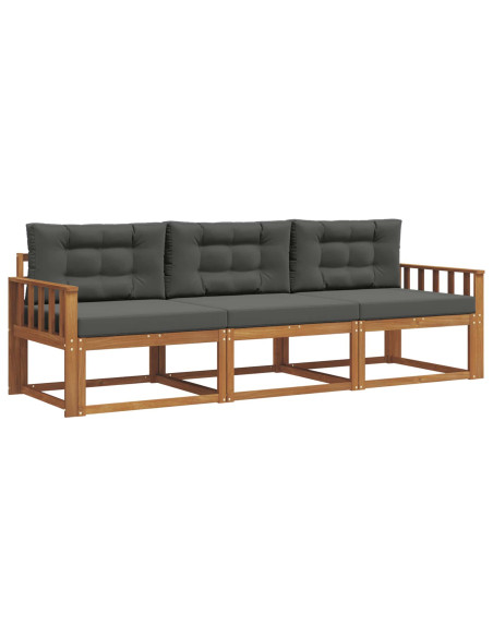 Set di divani da esterno con cuscino 3 pcs Naturale e Antracite