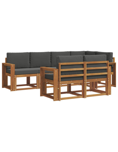Set di divani con cuscino 7 pcs Naturale e Antracite