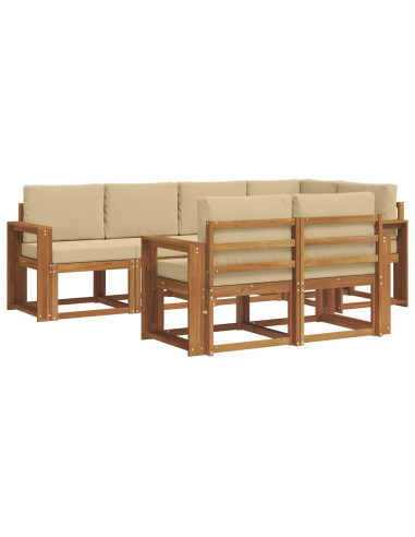 Set di divani con cuscino 7 pcs Naturale e Beige
