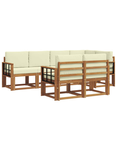 Set di divani con cuscino 7 pcs Naturale e Crema