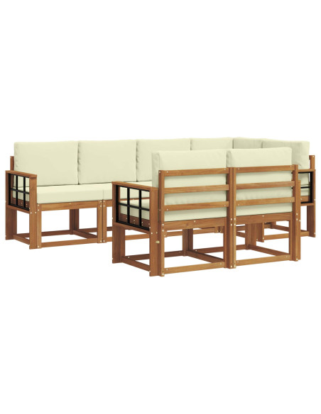 Set di divani con cuscino 7 pcs Naturale e Crema