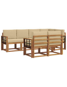 Set di divani con cuscino 7 pcs Naturale e Beige 2