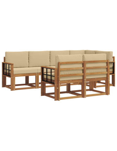 Set di divani con cuscino 7 pcs Naturale e Beige