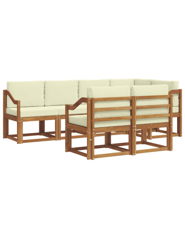 Set di divani con cuscino 7 pcs Naturale e Crema