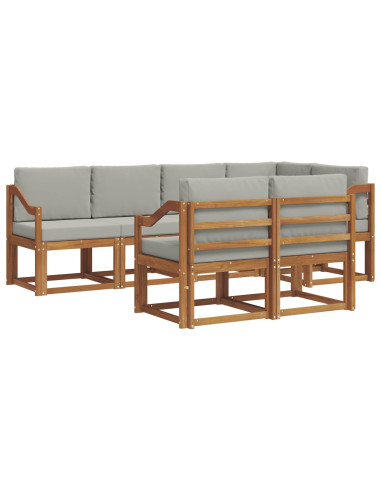 Set di divani con cuscino 7 pcs Grigio Naturale e Chiaro