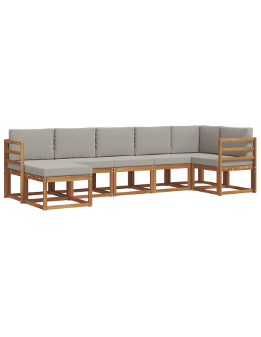 Set di divani con cuscino 7 pcs Grigio Naturale e Chiaro