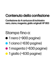 HP Confezione da 4 cartucce di inchiostro nero, ciano, magenta, giallo originali 953 2