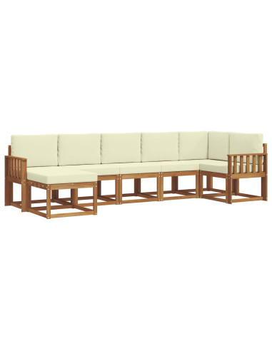 Set di divani con cuscino 7 pcs Naturale e Crema