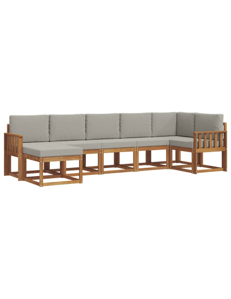 Set di divani con cuscino 7 pcs Grigio Naturale e Chiaro