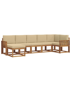 Set di divani con cuscino 7 pcs Naturale e Beige 2