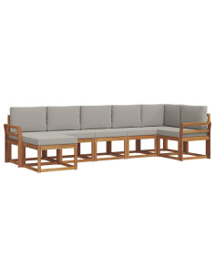 Set di divani con cuscino 7 pcs Grigio Naturale e Chiaro 2